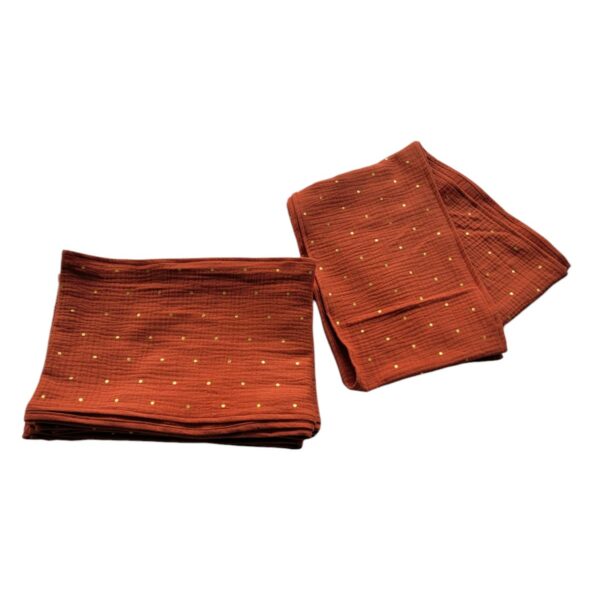 Chemin de Table Terracotta et Points Dorés – 275 x 20 cm