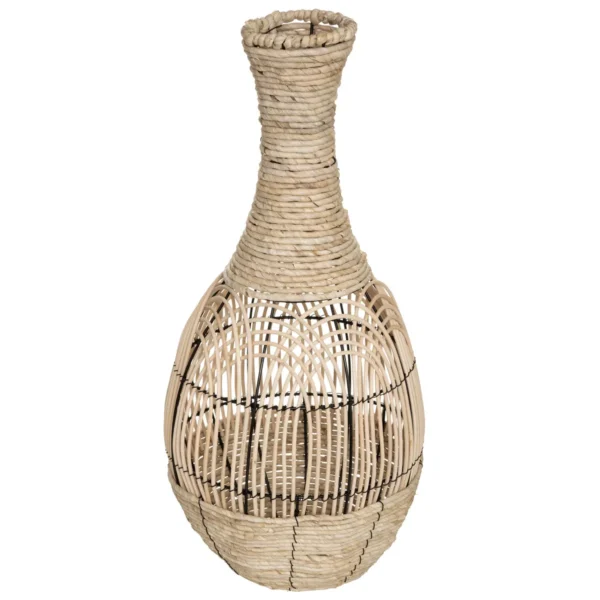 Amphore en Rotin et Métal - Hauteur 63 cm - Diamètre 23 cm