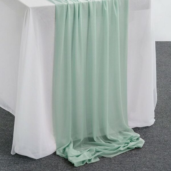 Chemin de Table en Mousseline de Coton Vert Pâle