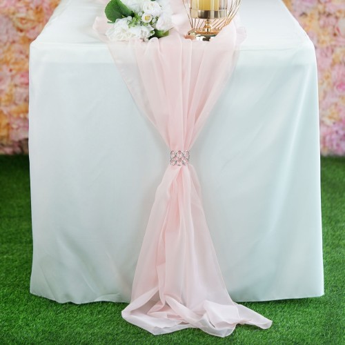 Chemin de Table en Mousseline de Coton Rose Pâle