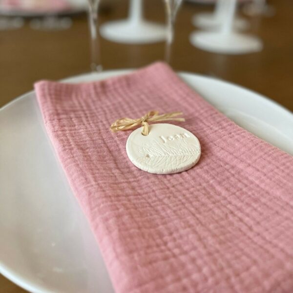 Serviette de Table Rose Poudré en Gaze de Coton