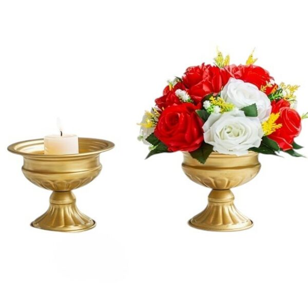 Coupelle Métallique Dorée – Support Élégant pour Compositions Florales