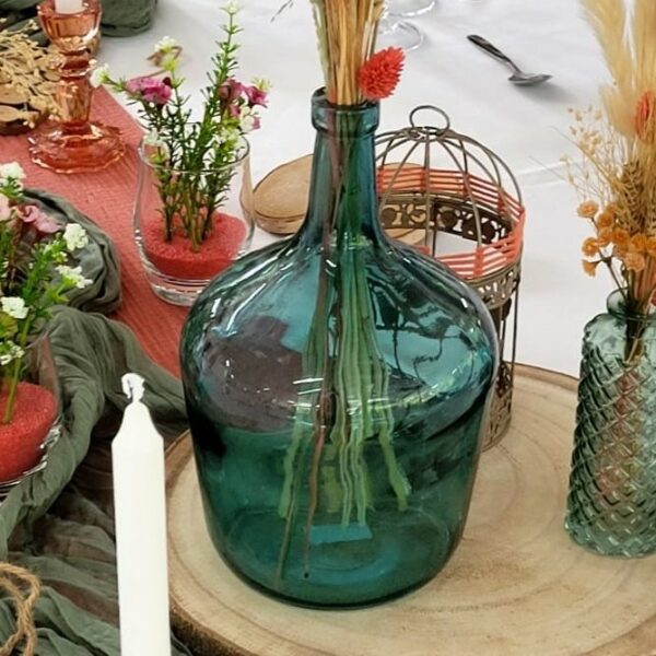 Vase Mini Dame-Jeanne en Verre Bleu – Hauteur 25 cm