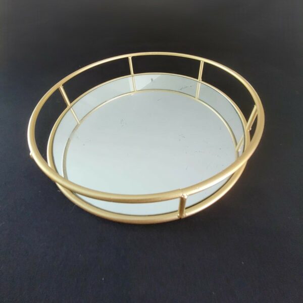 Plateau Rond Miroir et Or – Diamètre 26 cm